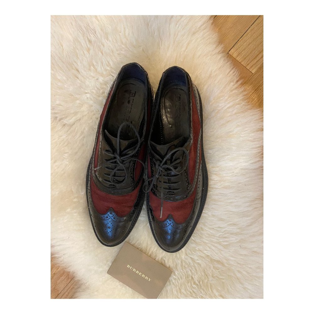 Burberry Oxford Shoes Burgundy Black leather 37.5